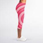 Pink Swirl Lollipop Print Women's Capri Leggings