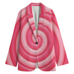 Pink Swirl Lollipop Print Women's Cotton Blazer