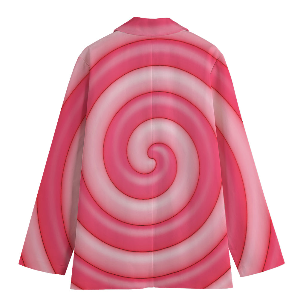 Pink Swirl Lollipop Print Women's Cotton Blazer