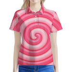 Pink Swirl Lollipop Print Women's Polo Shirt