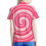 Pink Swirl Lollipop Print Women's Polo Shirt