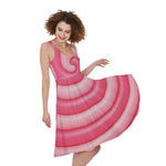 Pink Swirl Lollipop Print Women's Sleeveless Dress