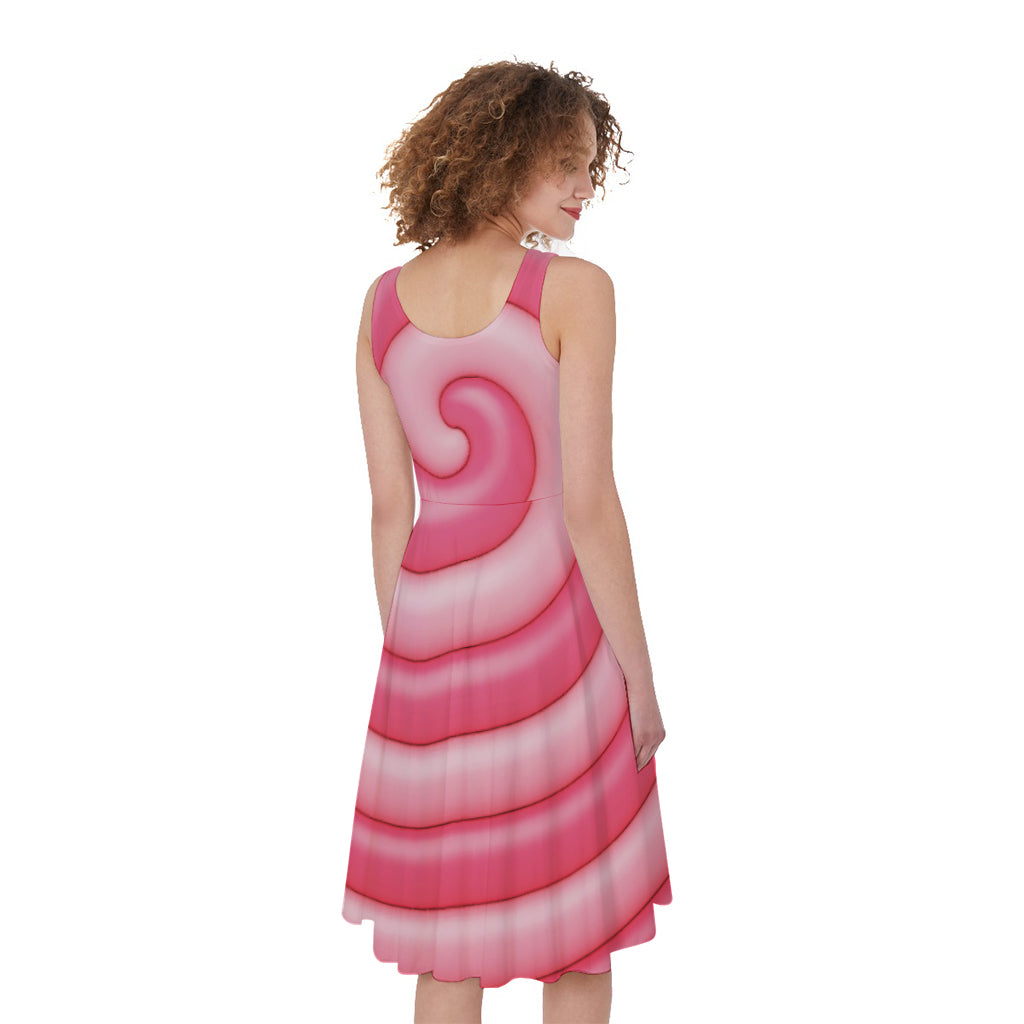 Pink Swirl Lollipop Print Women's Sleeveless Dress
