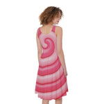 Pink Swirl Lollipop Print Women's Sleeveless Dress