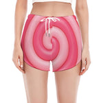 Pink Swirl Lollipop Print Women's Split Running Shorts