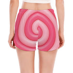 Pink Swirl Lollipop Print Women's Split Running Shorts
