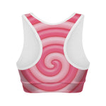 Pink Swirl Lollipop Print Women's Sports Bra