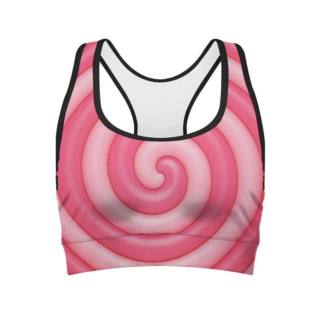 Pink Swirl Lollipop Print Women's Sports Bra