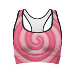 Pink Swirl Lollipop Print Women's Sports Bra
