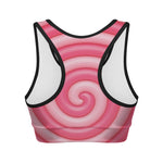 Pink Swirl Lollipop Print Women's Sports Bra