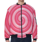 Pink Swirl Lollipop Print Zip Sleeve Bomber Jacket