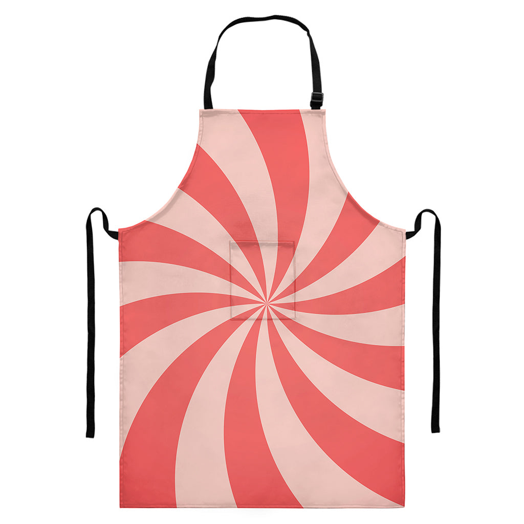 Pink Swirl Print Bib Apron With Pocket