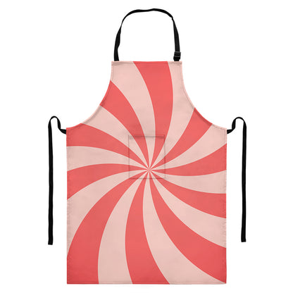 Pink Swirl Print Bib Apron With Pocket