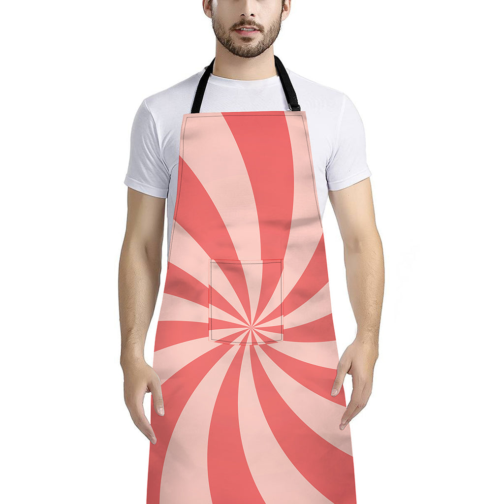 Pink Swirl Print Bib Apron With Pocket