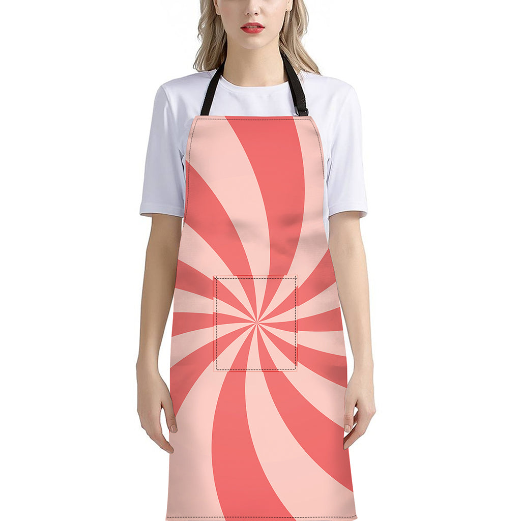 Pink Swirl Print Bib Apron With Pocket