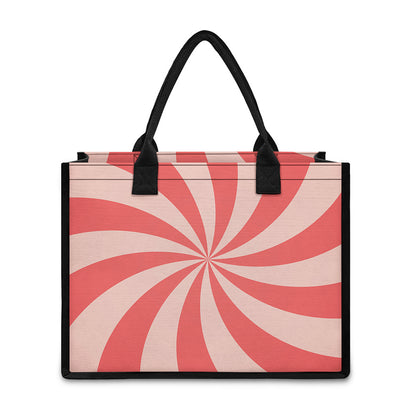 Pink Swirl Print Canvas Tote Bag