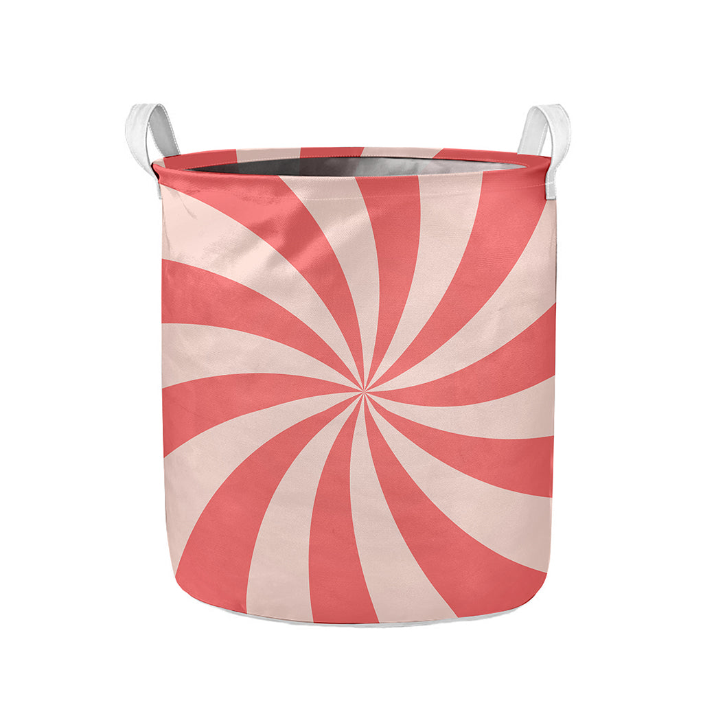 Pink Swirl Print Collapsible Laundry Basket