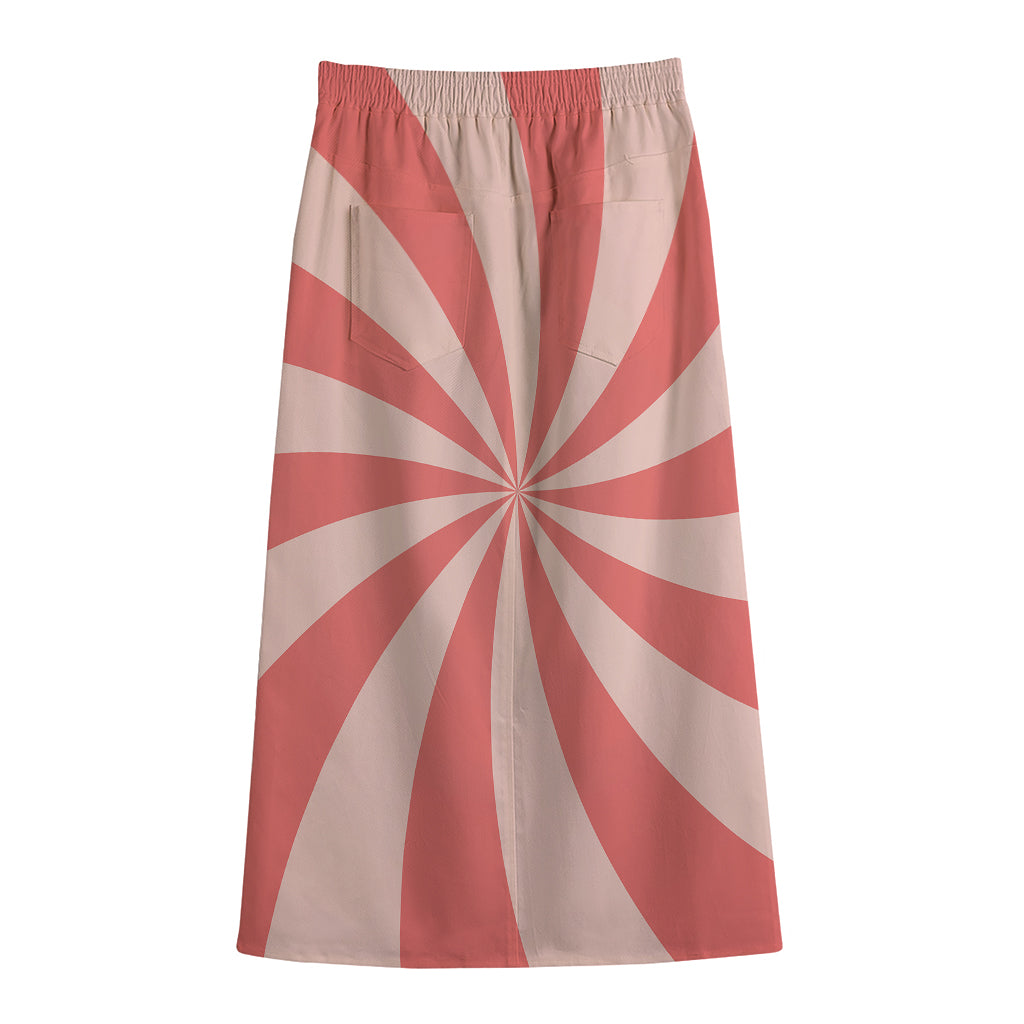 Pink Swirl Print Cotton Front Slit Maxi Skirt