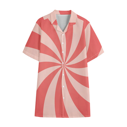 Pink Swirl Print Cotton Hawaiian Shirt