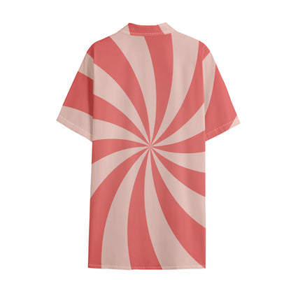 Pink Swirl Print Cotton Hawaiian Shirt