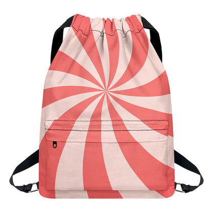 Pink Swirl Print Drawstring Backpack