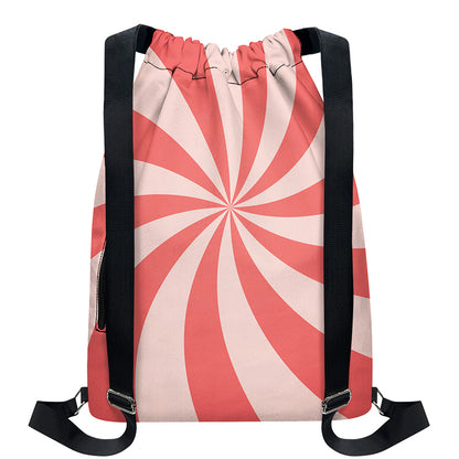 Pink Swirl Print Drawstring Backpack
