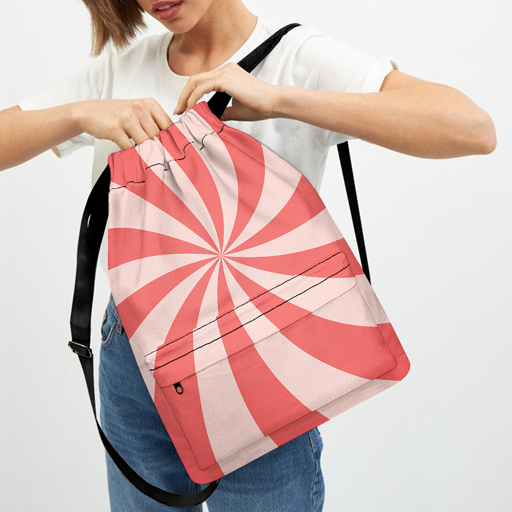Pink Swirl Print Drawstring Backpack