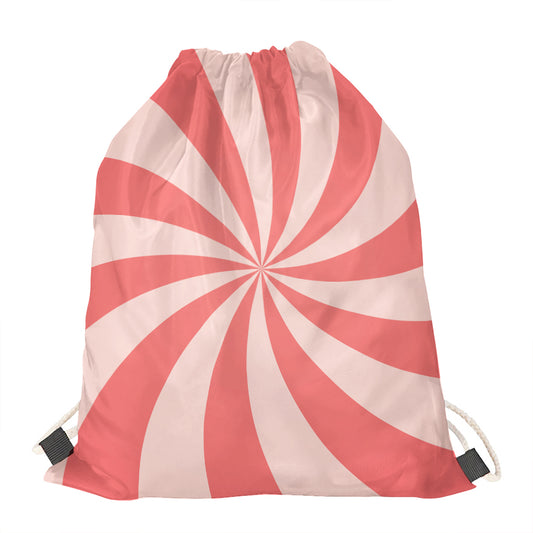 Pink Swirl Print Drawstring Bag