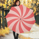 Pink Swirl Print Foldable Umbrella