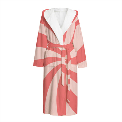 Pink Swirl Print Hooded Bathrobe