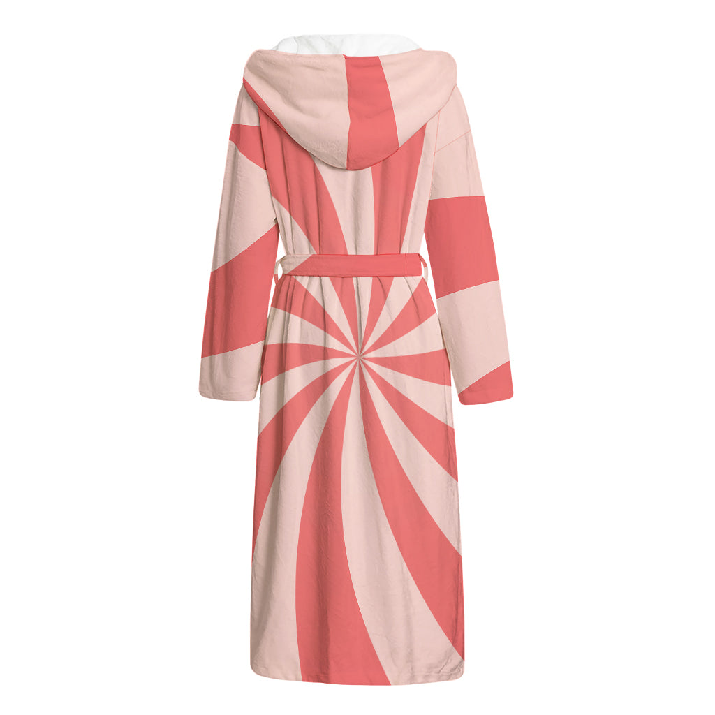 Pink Swirl Print Hooded Bathrobe