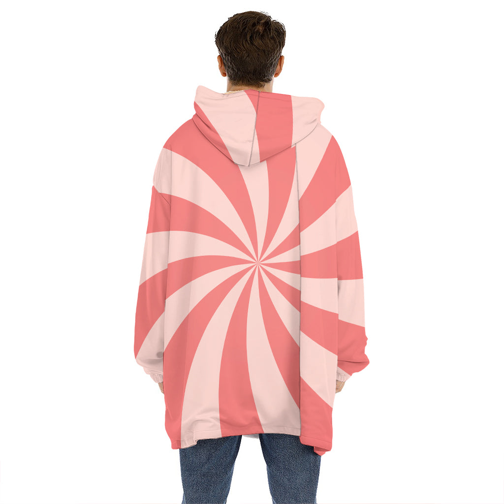 Pink Swirl Print Hoodie Blanket