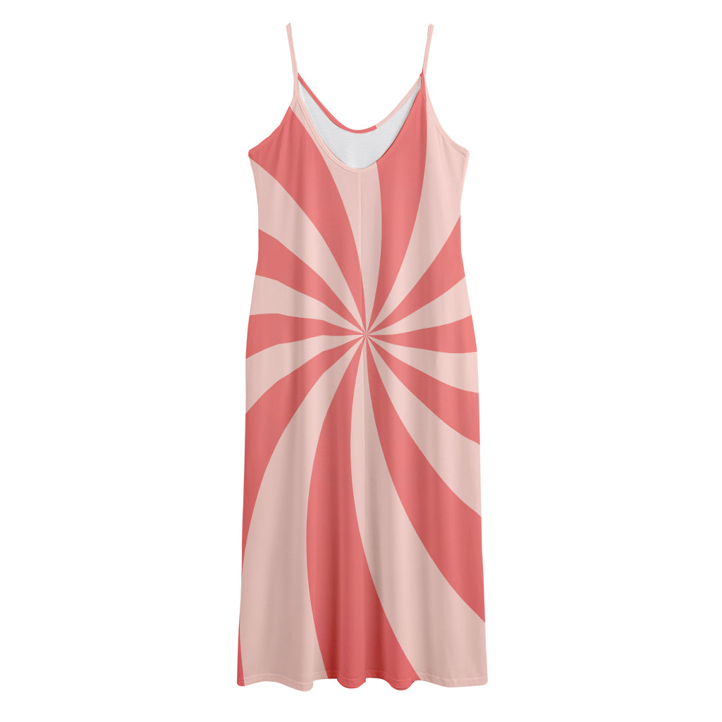 Pink Swirl Print Jersey Midi Cami Dress
