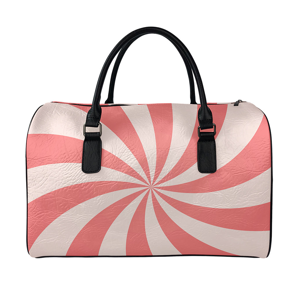 Pink Swirl Print Leather Duffle Bag