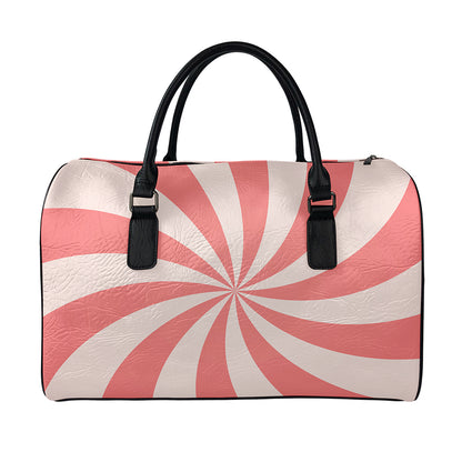 Pink Swirl Print Leather Duffle Bag