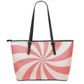Pink Swirl Print Leather Tote Bag With Zipper