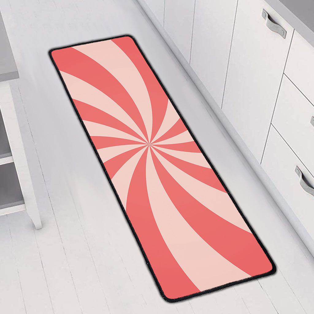 Pink Swirl Print Long Kitchen Mat