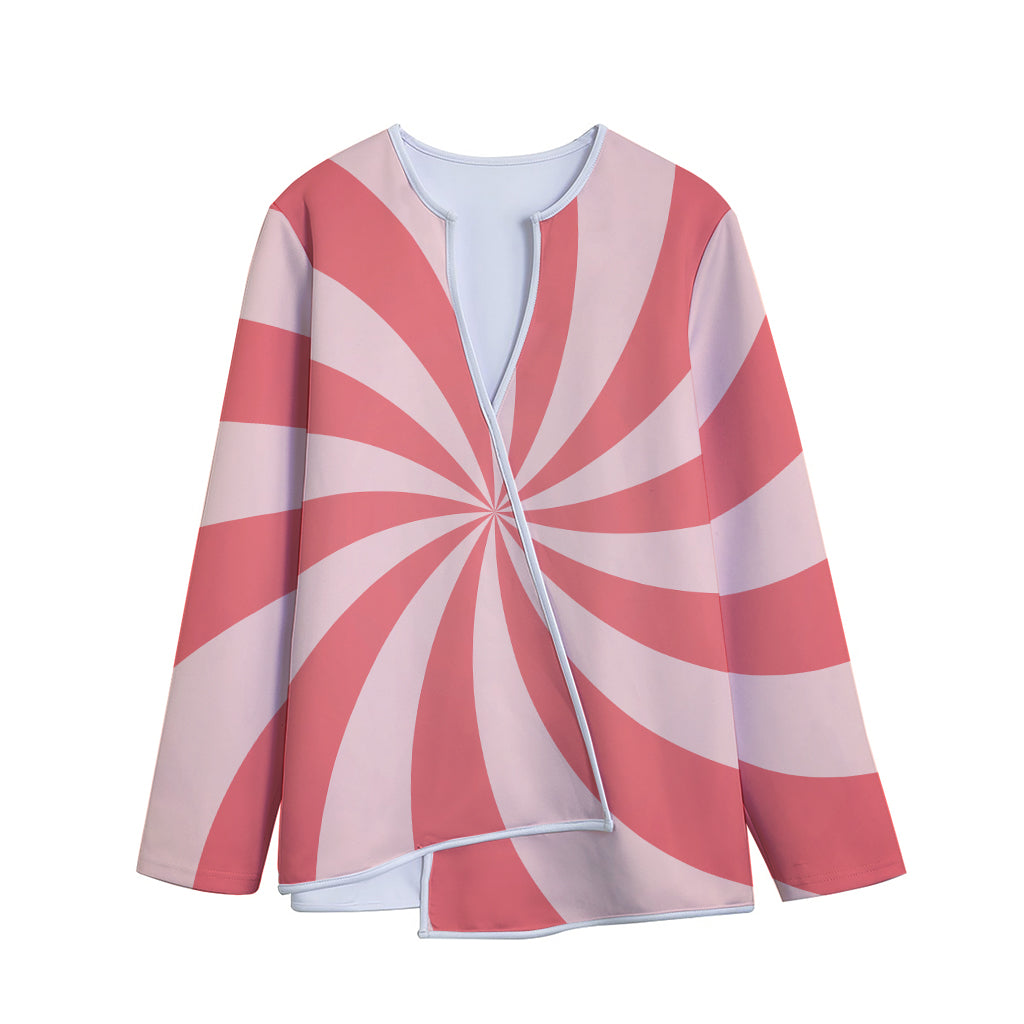 Pink Swirl Print Long Sleeve Short Coat