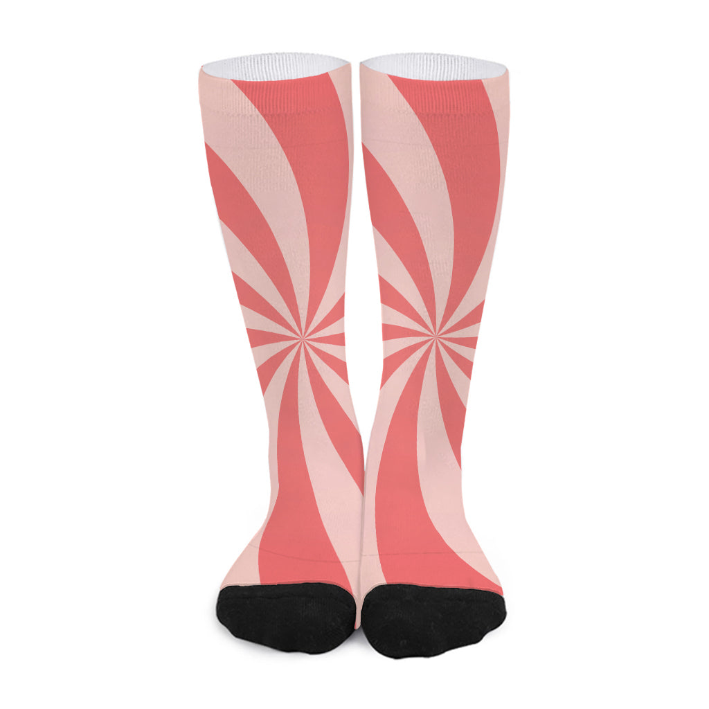Pink Swirl Print Long Socks