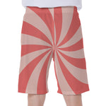 Pink Swirl Print Men's Beach Shorts