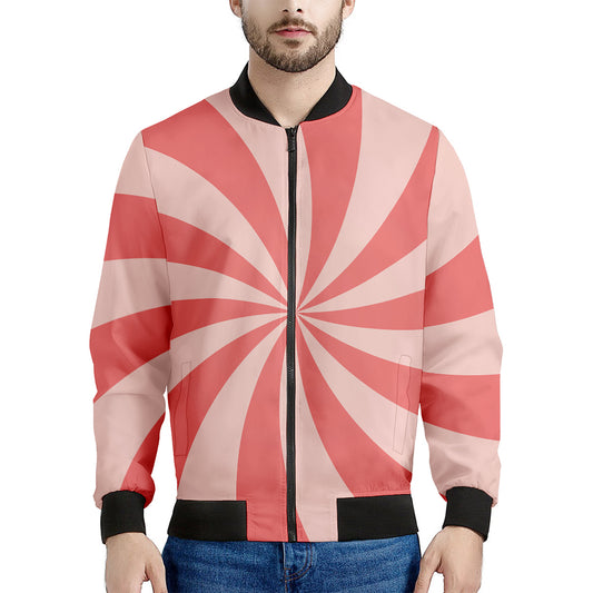 Pink Swirl Print Men's Bomber Jacket