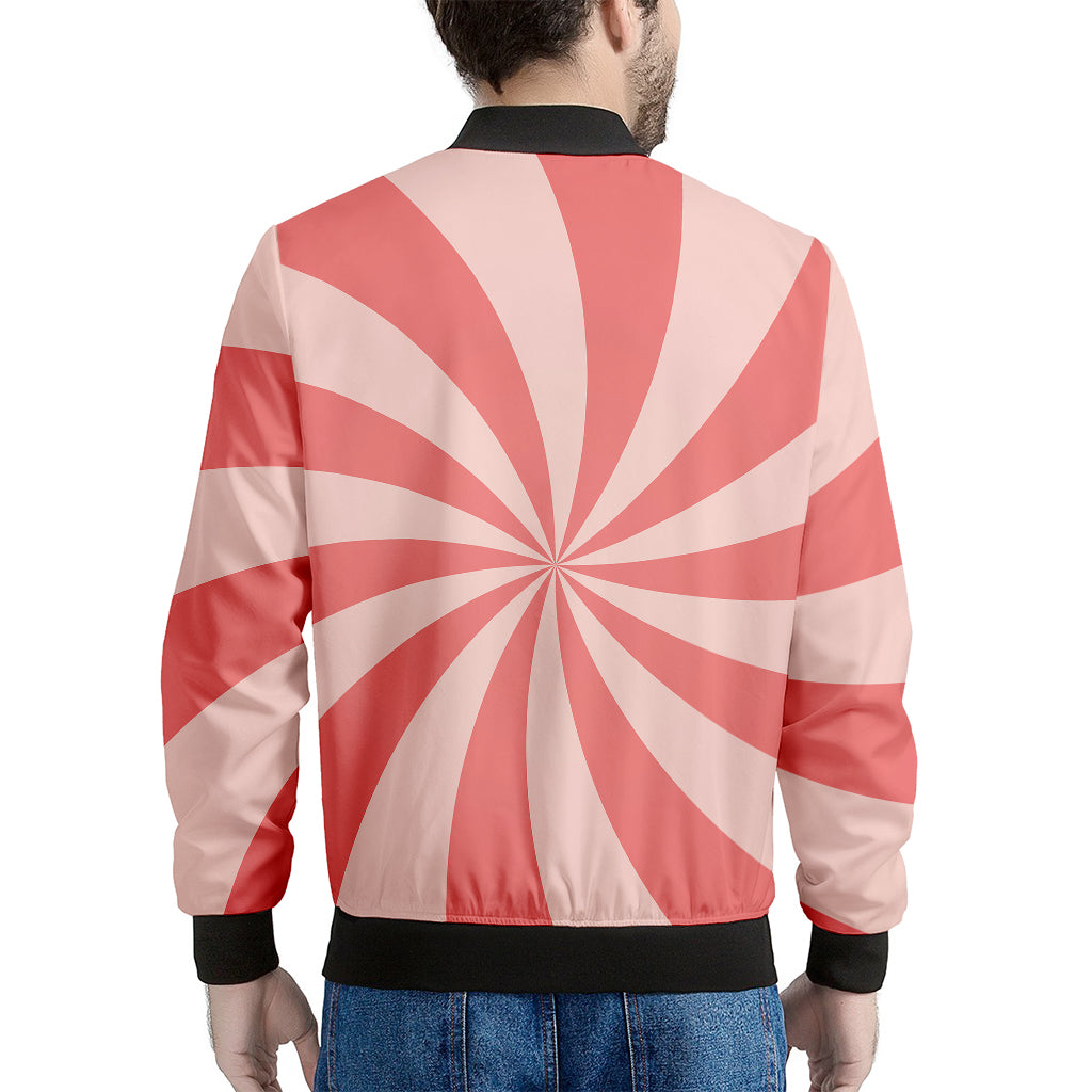 Pink Swirl Print Men's Bomber Jacket