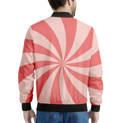 Pink Swirl Print Men's Bomber Jacket
