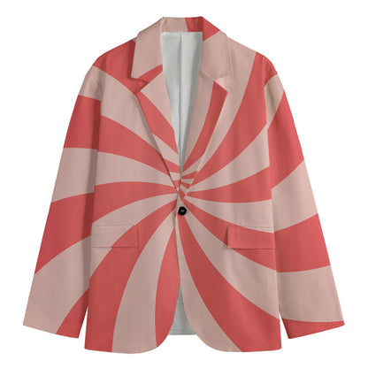 Pink Swirl Print Men's Cotton Blazer