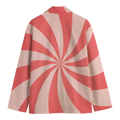 Pink Swirl Print Men's Cotton Blazer