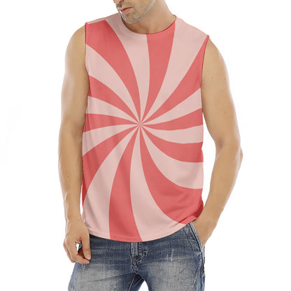 Pink Swirl Print Men's Fitness Tank Top