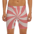 Pink Swirl Print Men's Long Boxer Briefs