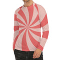 Pink Swirl Print Men's Long Sleeve Rash Guard