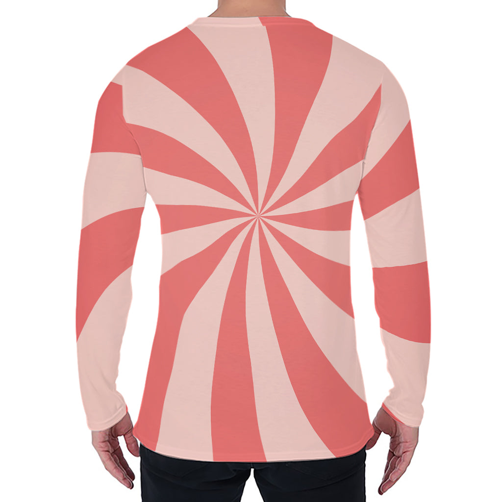 Pink Swirl Print Men's Long Sleeve T-Shirt