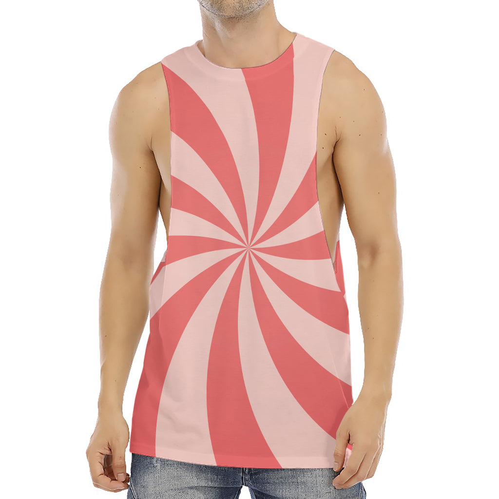 Pink Swirl Print Men's Muscle Tank Top